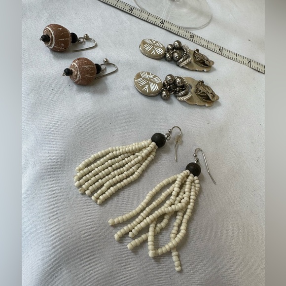 Three pair neutral classic beach vibe earrings - Picture 5 of 6